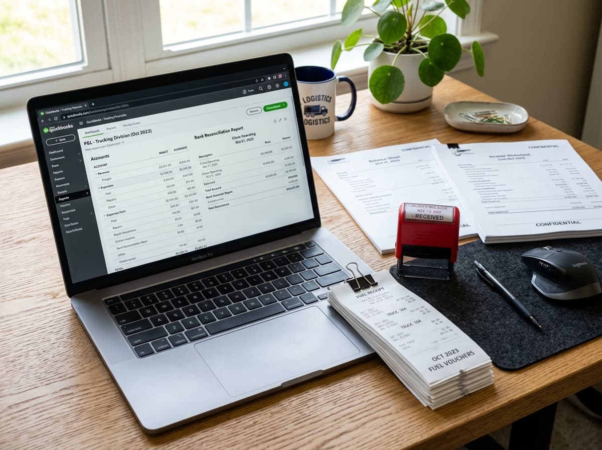 Audit ready financial reports, fuel vouchers and QuickBooks trucking statements